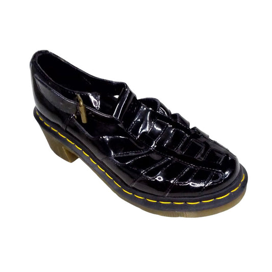 Eleanor T-bar Sandals Patent Leather Low Block Heel | 5 UK