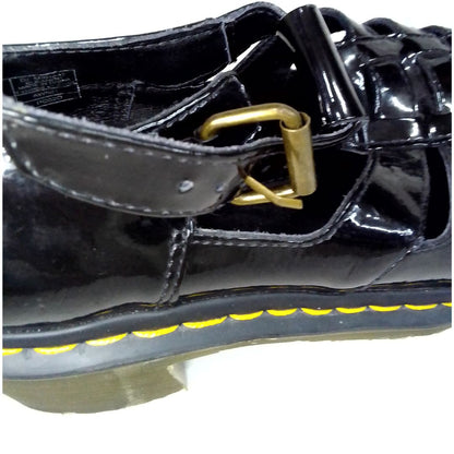 Eleanor T-bar Sandals Patent Leather Low Block Heel | 5 UK