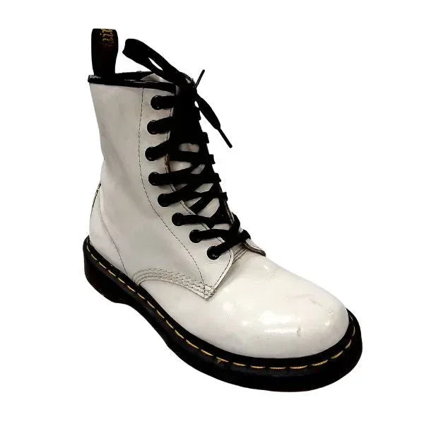 1460 W White Leather Boots | 5 UK - Preloved Docs