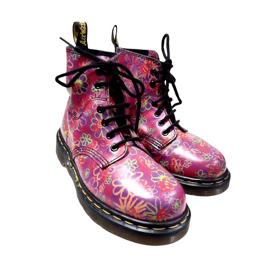 1460 Pascal Floral Clash in Bright Pink Multi-Colourway | 5 UK