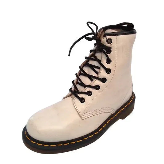 1460 White Leather Boots | 5 UK - Preloved Docs