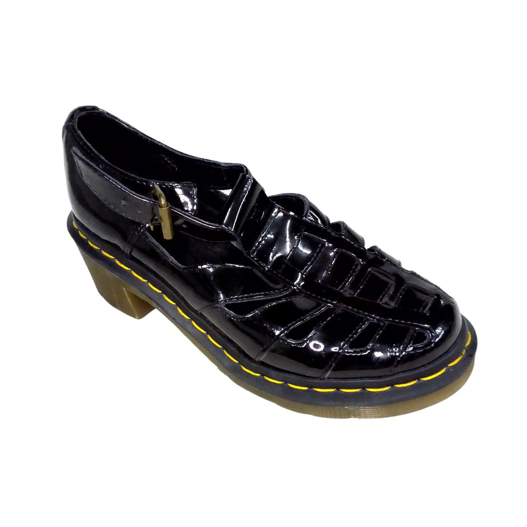 Eleanor T-bar Sandals Patent Leather Low Block Heel | 5 UK