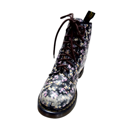 1460 Mini Tydee Black Leather with Floral Pattern | 7 UK