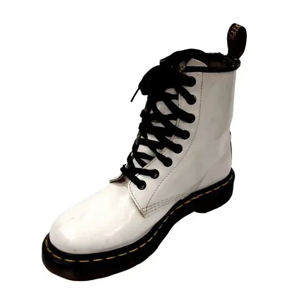 1460 W White Leather Boots | 5 UK - Preloved Docs
