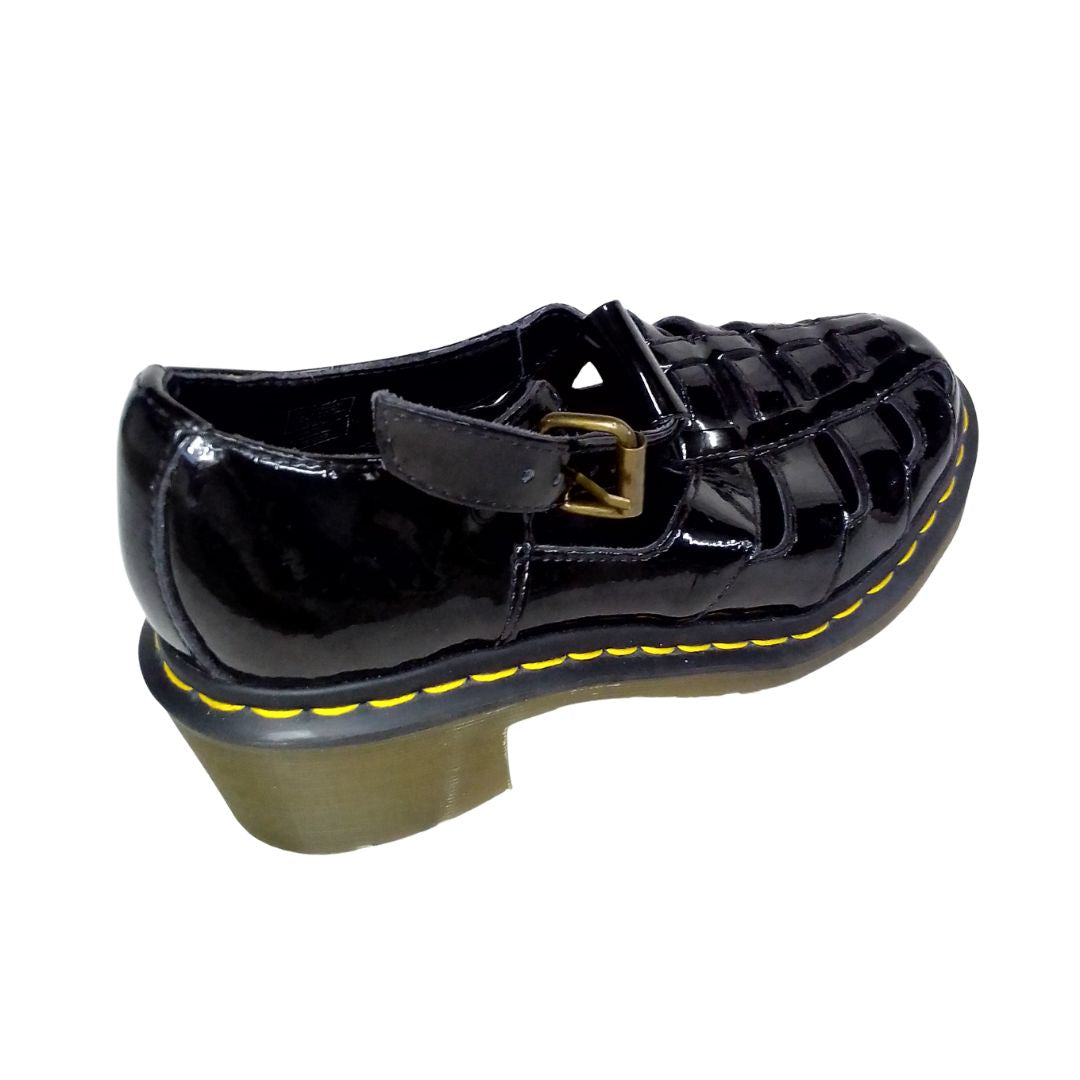 Eleanor T-bar Sandals Patent Leather Low Block Heel | 5 UK