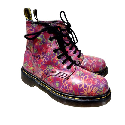 1460 Pascal Floral Clash in Bright Pink Multi-Colourway | 5 UK