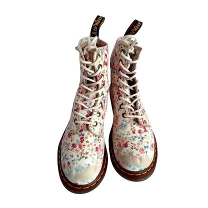 1460 W White Floral Leather | 5 UK - Preloved Docs