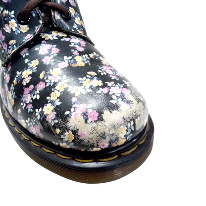 1460 Mini Tydee Black Leather with Floral Pattern | 7 UK