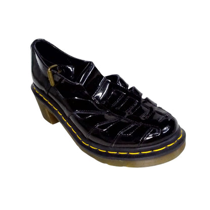 Eleanor T-bar Sandals Patent Leather Low Block Heel | 5 UK