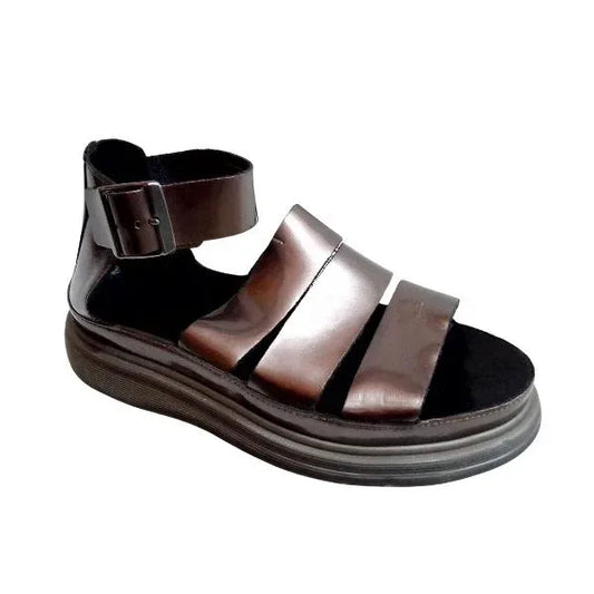 Clarissa Quad Sandal In Metallic Pewter Leather | 7 UK - Preloved Docs