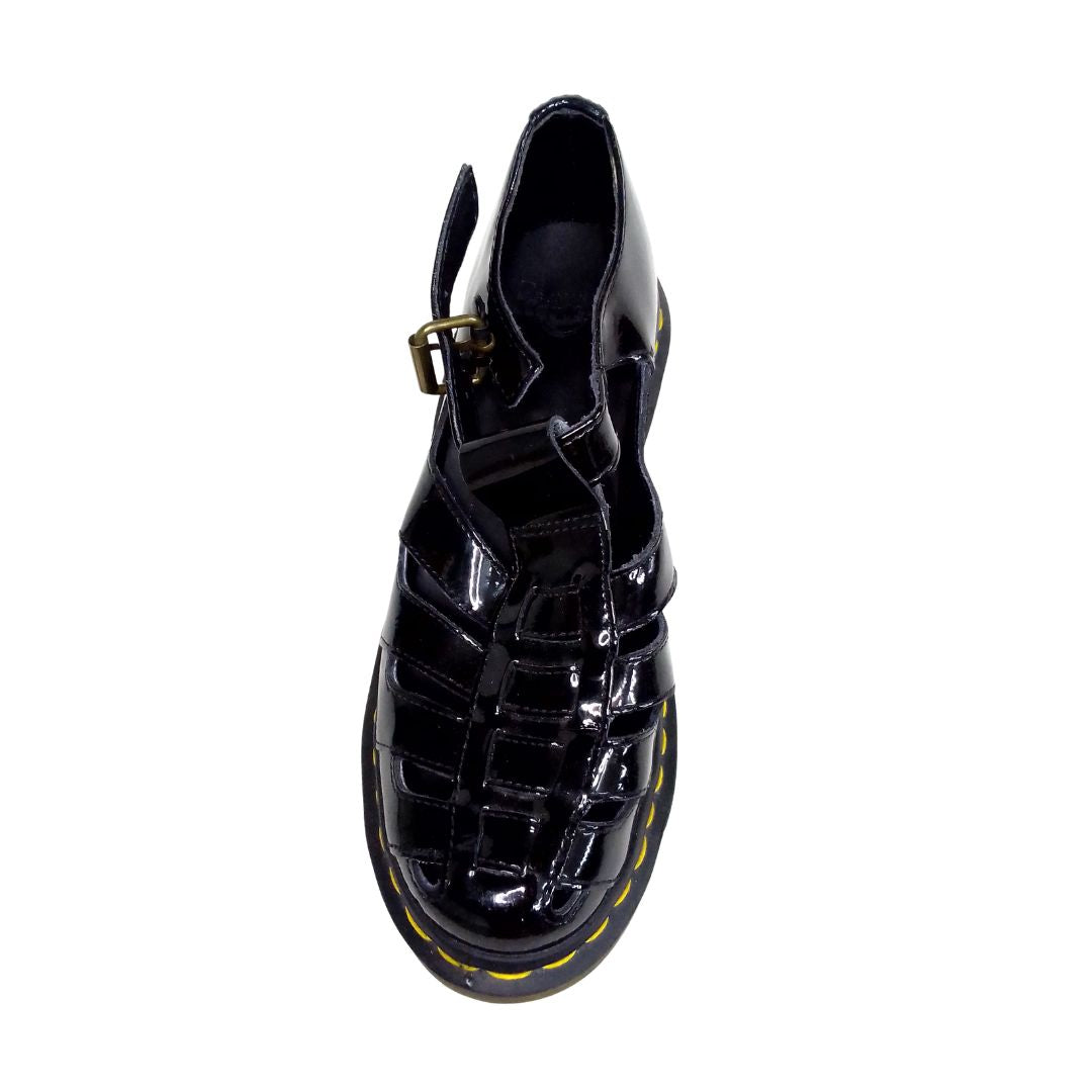 Eleanor T-bar Sandals Patent Leather Low Block Heel | 5 UK