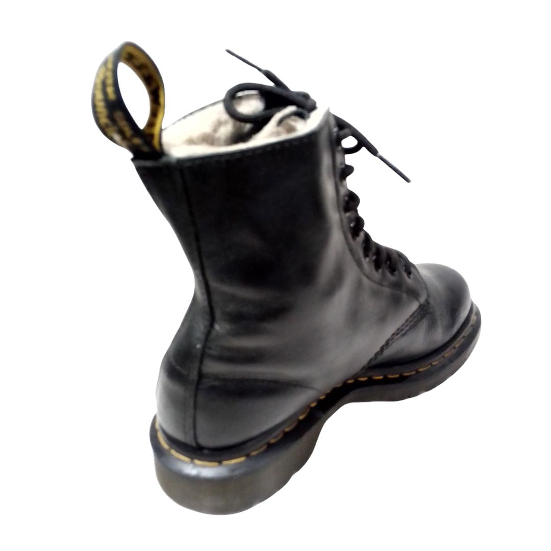 1460 Serena Black Leather Faux Fur Lining | 5 UK