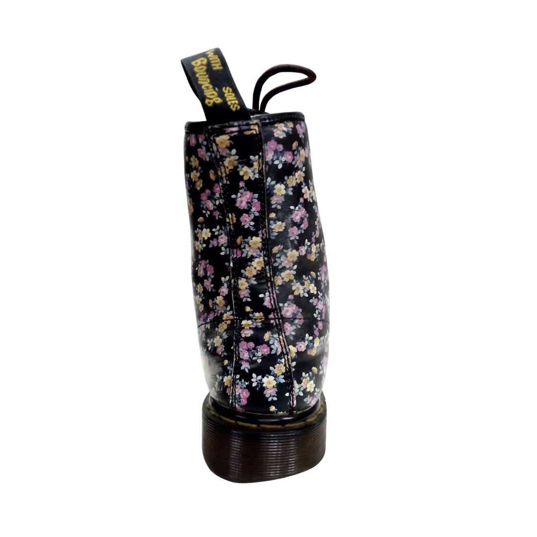 1460 Mini Tydee Black Leather with Floral Pattern | 7 UK